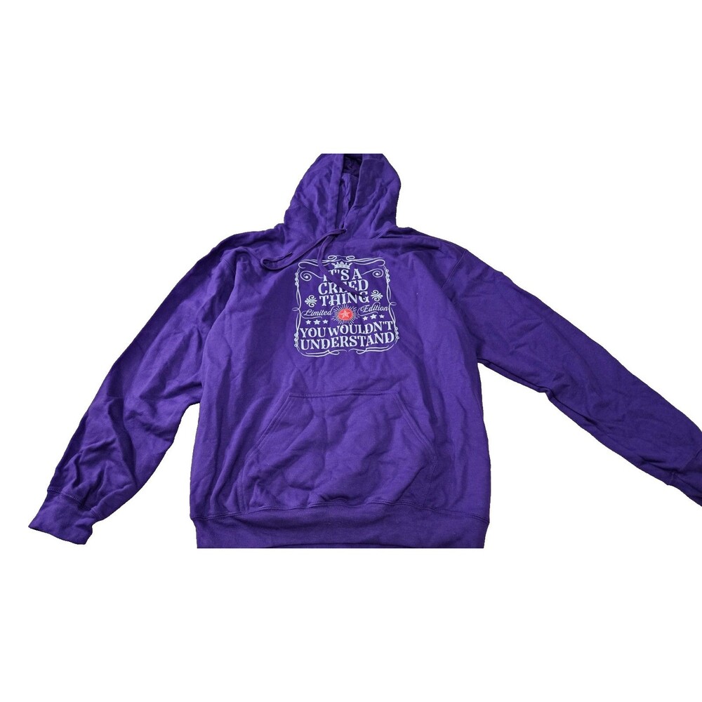 Gildan Purple Long Sleeves Pullover Pockets Detail Men's Hoodie Size M